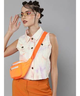 Peach & Purple Tie-Dye Sleeveless Jacket 2