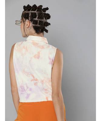 Peach & Purple Tie-Dye Sleeveless Jacket 3