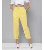 Yellow Contrast Stitch Tapered Pants