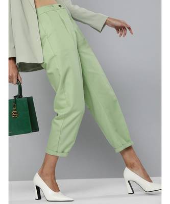 Mint Green Contrast Stitch Tapered Pants 2