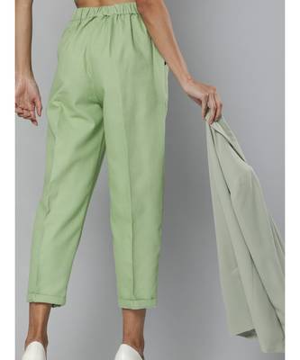 Mint Green Contrast Stitch Tapered Pants 3