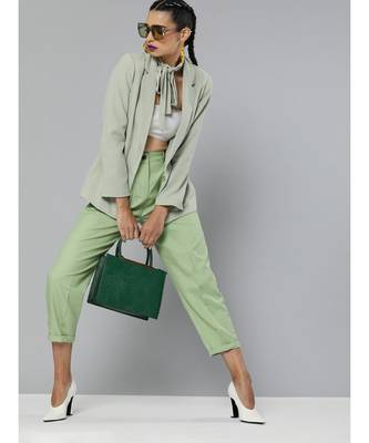 Mint Green Contrast Stitch Tapered Pants 4