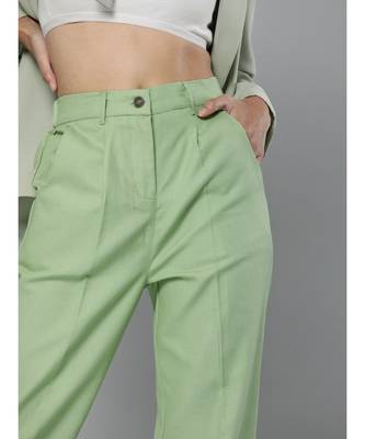 Mint Green Contrast Stitch Tapered Pants 5