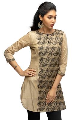 multicolor chanderi 3/4th sleeves solid women kurta 1