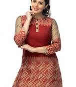 Red chanderi 3/4th sleeves solid women kurta
