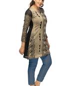 Black chanderi 3/4th sleeves solid women kurta