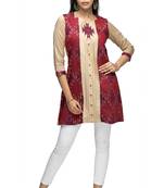 multicolor chanderi 3/4th sleeves solid women kurta