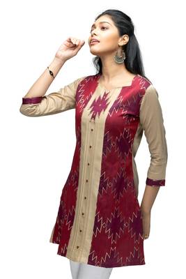 multicolor chanderi 3/4th sleeves solid women kurta 2