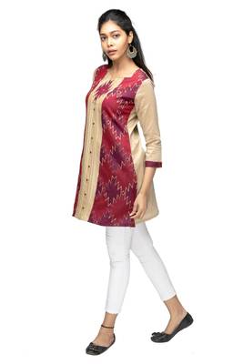 multicolor chanderi 3/4th sleeves solid women kurta 3