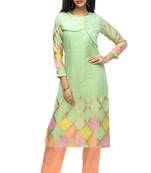 Peach chanderi 3/4th sleeves solid women kurta