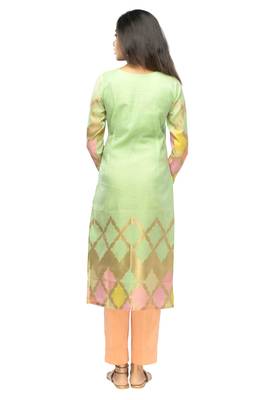 Peach chanderi 3/4th sleeves solid women kurta 4
