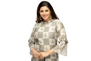 Black chanderi 3/4th sleeves solid women kurta set 2