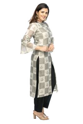 Black chanderi 3/4th sleeves solid women kurta set 3