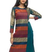 Beige chanderi 3/4th sleeves solid women kurta set