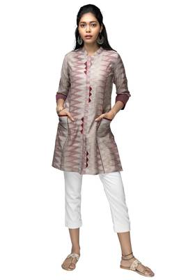Multicolor chanderi 3/4th sleeves solid women kurta 1