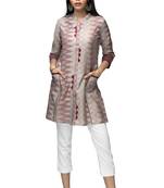 Multicolor chanderi 3/4th sleeves solid women kurta