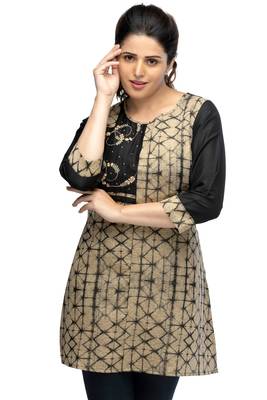 Multicolor chanderi 3/4th sleeves solid women kurta 3