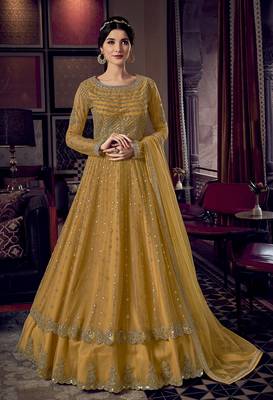 Yellow embroidered net salwar 1