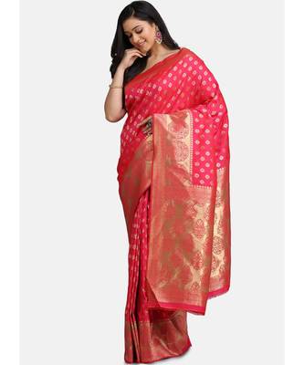 Pink Pure Silk Traditional Saree 2