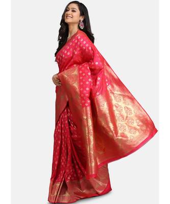 Pink Pure Silk Traditional Saree 3