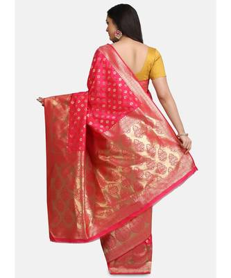 Pink Pure Silk Traditional Saree 4