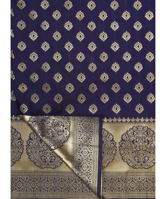 Navy Blue Pure Silk Traditional Saree 5