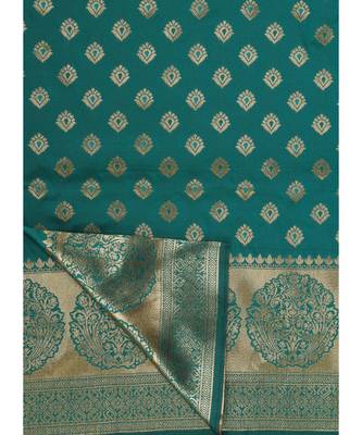 Teal Green Pure Silk Traditional Saree 5