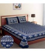 Ridan Cotton Dabu Block Print King Size Double Bed Sheet