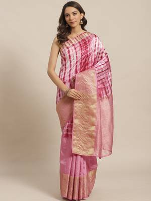 Lavender art silk  Woven Zari with Tie & Dye Saree 1