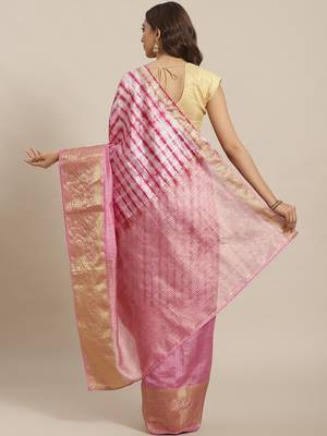 Lavender art silk  Woven Zari with Tie & Dye Saree 2