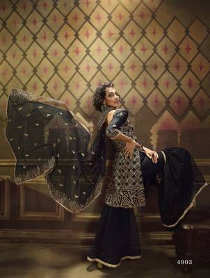 Black embroidered net salwar 3