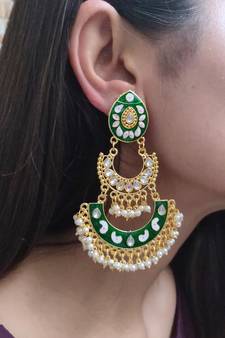 Green Chandbali Earrings