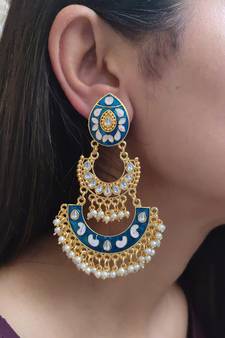 Blue Chandbali Earrings