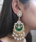 Green Kundan Chandbali Earrings