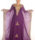 SALE !! Elegant Moroccan Islamic Party Wear Kaftan Purple Beach Fancy Modern Floor Length Bell Sleeve For Women Dress