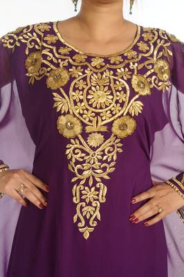 SALE !! Elegant Moroccan Islamic Party Wear Kaftan Purple Beach Fancy Modern Floor Length Bell Sleeve For Women Dress 3