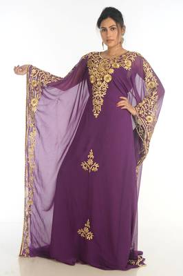 SALE !! Elegant Moroccan Islamic Party Wear Kaftan Purple Beach Fancy Modern Floor Length Bell Sleeve For Women Dress 5