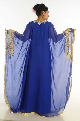 Ethnic Maxi Abaya Moroccan Islamic Royal Blue Kaftan Beach Fancy Modern Floor Length Bell Sleeve For Women Dress 7