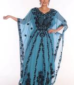 Ethnic Maxi Abaya Moroccan Islamic Phirozy Kaftan Beach Fancy Modern Floor Length Bell Sleeve For Women Dress