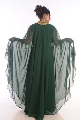 Ethnic Maxi Abaya Moroccan Islamic Bottle Green Kaftan Beach Fancy Modern Floor Length Bell Sleeve For Women Dress 6