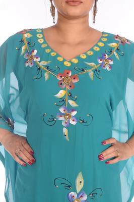 SALE !! Dubai Moroccan Islamic Kaftan Beach Fancy Modern Floor Length Bell Sleeve For Women Dress 3