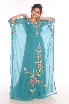 SALE !! Dubai Moroccan Islamic Kaftan Beach Fancy Modern Floor Length Bell Sleeve For Women Dress 4