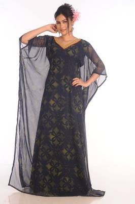 Exclusive Maxi Abaya Moroccan Islamic Kaftan Beach Fancy Modern Floor Length Bell Sleeve For Women Dress 2