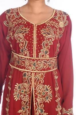 Moroccan Islamic Kaftan Ethnic Maxi Abaya Beach Fancy Modern Floor Length Bell Sleeve For Women Dress 3