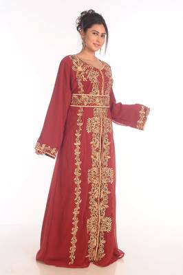 Moroccan Islamic Kaftan Ethnic Maxi Abaya Beach Fancy Modern Floor Length Bell Sleeve For Women Dress 4
