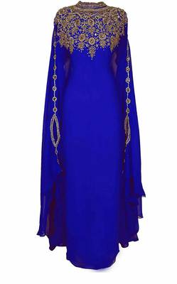 Royal Blue Georgette Zari Work Kaftan 2