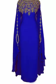Royal Blue Georgette Zari Work Kaftan