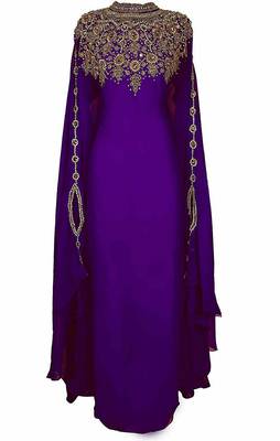 Ethnic Maxi Abaya Moroccan Islamic Modern Color Machine Work Kaftan Beach Fancy Modern Floor Length Bell Sleeve 1