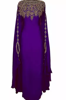 Ethnic Maxi Abaya Moroccan Islamic Modern Color Machine Work Kaftan Beach Fancy Modern Floor Length Bell Sleeve