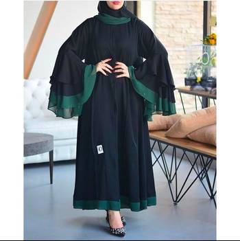 Modern Fancy Nida & Green Georgette Fabric Multi-color Party Wear abaya Maxi Floor Length Dress  2
